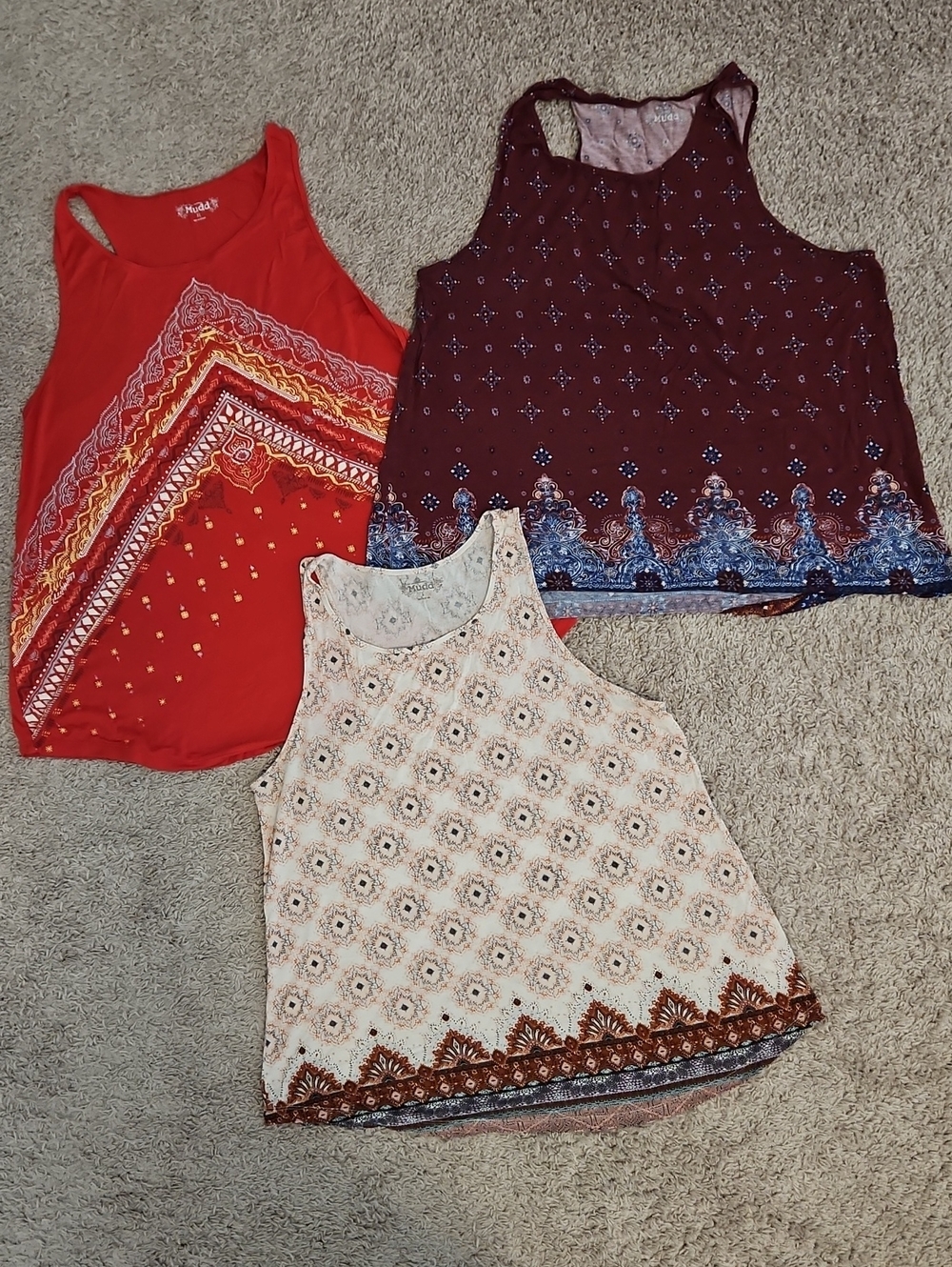 Mudd Racerback Patterned Tank Tops Set Indie Boho